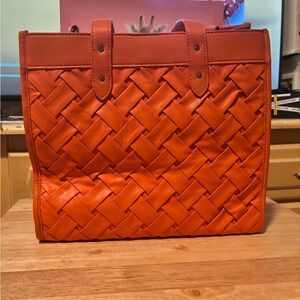 Vibrant Orange Woven Tote Bag